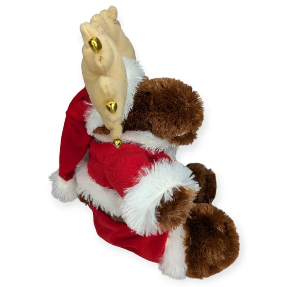 PBC Jethro Moose Sings Jingle Bell Rock Animated Plush Moose Santa Outfit WORKS